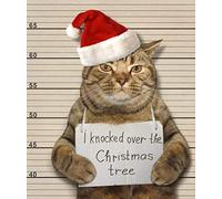Moggie Mugshot Cat Christmas Card with Glitter Finish