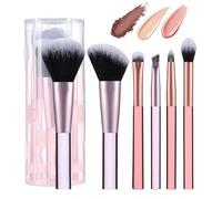 MOGILAN Makeup Brush Set, Travel Size Makeup Brushes For Foundation, Eyeshadow, Blush, Contour& Concealer, Ultra Soft Premium Dense Hair 6Pcs Mini Complete Function Cosmetic Brushes Kit (PINK)
