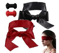 MOGITO 4pcs Shibari Rope & Blindfold Set for Couples - 2pcs Soft Cotton Bondage Rope + 2 Sexy Satin Blindfolds for Adult Games, Bedroom Play Hand Tie Set, Valentine's Gift (Black/Red)
