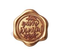Mogokoyo 100pcs Wax Seal Stickers, 1.14in/29mm Antique Gold Envelope Seals, You're Invited Vintage Wedding Invitation Stickers for Valentine's Day, Birthday, Christmas Party Supply