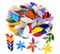 Mogokoyo 200g Petal Mosaic Tiles Mixed Colored Hand Cut Assorted Size Stained Glass Flower Leaves Tiles for DIY Art Craft Decoration