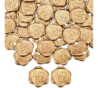 Mogokoyo 50Pcs Wax Seal Stickers, 1.14inch/29mm Antique Gold Envelope Seal Stickers, Love Vintage Wedding Invitation Stickers for Valentine's Day Birthday Bridal Shower Christmas Party Supply
