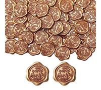 Mogokoyo 50Pcs Wax Seal Stickers, 1.14inch/29mm Antique Gold Envelope Seal Stickers, You're Invited Vintage Wedding Invitation Stickers for Valentine's Day Birthday Christmas Party Supply