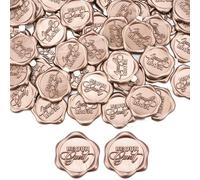 Mogokoyo 50Pcs Wax Seal Stickers, 1.14inch/29mm Champagne Gold Envelope Seal Stickers, BE Our Guest Vintage Wedding Invitation Stickers for Valentine's Day Birthday Bridal Shower Christmas Party