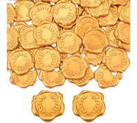 Mogokoyo 50Pcs Wax Seal Stickers, 1.14inch/29mm Gold Envelope Seal Stickers, Olive Wreath Vintage Wedding Invitation Stickers for Valentine's Day Birthday Bridal Shower Christmas Party Supply