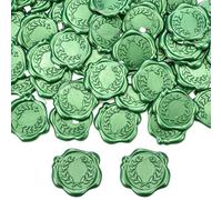 Mogokoyo 50Pcs Wax Seal Stickers, 1.14inch/29mm Pine Green Envelope Seal Stickers, Olive Wreath Vintage Wedding Invitation Stickers for Valentine's Day Birthday Bridal Shower Christmas Party Supply