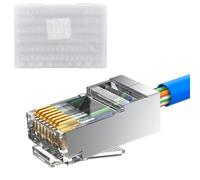 MOGOOD 100-Pack Cat 6A RJ45 Modular Plugs, Shielded RJ45 Connector (Cat 6A Ends/Cat6A Connector/RJ45 Modular Plugs/Ethernet Plugs/8P8C connectors) for Solid or Stranded S/FTP Ethernet Cable