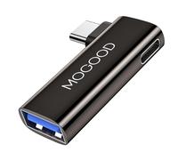 MOGOOD 2 in 1 USB C OTG Adapter, Type C to USB 3.0 with 100W PD Charging ports, 90 Right Angle USB Port Adapter for One Plus Ace 3 Pro, iPad Air/Mini, iWatch, SamSung Galaxy S24/S23