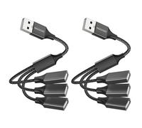MOGOOD 3 in 1 USB Splitter Cable, USB Power Splitter 1 Male to 3 Female USB2.0 Adapter Type A Extension Cable multiport for Charging/Data Transfer/Laptop/Mac