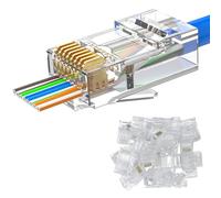 MOGOOD Cat 6 connector Pass Through, 25 Pack Ethernet modular RJ45 plug, suitable for Cat6/Cat5/Cat5e UTP solid and twisted pair cables