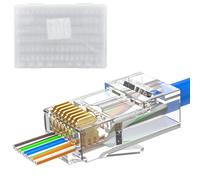 MOGOOD Cat 6 Pass Through RJ45 connectors, 50 Pack Ethernet modular Cat 6 plugs, high-performance RJ45 plugs, suitable for 24 AWG Ethernet cables