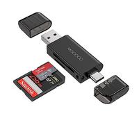 MOGOOD SD Card Reader, USB 2.0 Memory Card Reader, Micro SD Adapter Dual Connector for SDXC, SDHC, SD, MMC, RS MMC, Micro SDXC, Micro SD, Micro SDHC Card, Support UHS-I Card Compatible with Windows