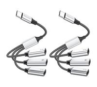 MOGOOD USB C Splitter, 3 Port USB C Female Adapter, Type C Splitter Data Transfer and Charging Cable for iPhone 15 Series Mac, PS5, Laptop, Headphones (2 Pack)