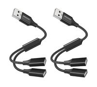 MOGOOD USB Splitter Cable USB y Splitter Adapter Dual USB 2.0 Power Cord Extension for Charging/Data Transfer Dual Double USB Port Extender Hub Extra Multiport Data Split Adapter for Laptop/Mac/Car