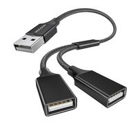 MOGOOD USB Splitter, USB Splitter 1 in 2 out Adapter Dual USB 2.0 Power Cord Extension for Charging/Data Transfer Double USB Port Extender Hub Extra Multiport Data Split for Laptop/Mac/Car