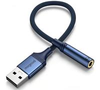 MOGOOD USB to 3.5mm Audio Adapter External Sound Card USB to 3.5mm TRRS | Built-in 16bit/48kHz DAC Chip Works with Windows Mac Linux PS4 PS5 Headset Desktops