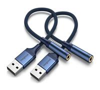 MOGOOD USB to 3.5mm Jack Adapter USB-A to Aux Stereo Converter 2 Pack | Plug & Play No Driver Compatible with PC Laptop Mac Linux PS5 Switch 2 Docking Station
