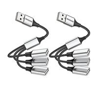 MOGOOD USB Type A Splitter 2Pack 1 Male to 3 Female USB2.0 Adapter USB Extension Cord for Charging/Data Transfer/Laptop/Mac