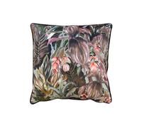 Mogori Wild Medinilla Piped Velvet Cushion Wylder Tropics Aubergine 50cm x 50cm