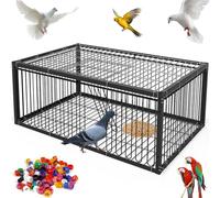 MOGOULUA Bird Cage Pigeon Cages Escape-Proof Automatic Racing Pigeons Collecting Cage Entrance Only Door for Doves Parrots Birds Gardens Roofs Patios 64x44x26cm (Black)