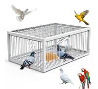 MOGOULUA Bird Trap Cage for Pigeon Escape-Proof Automatic Racing Pigeons Collecting Automatic Bird Cages Entrance Only Door for Doves Parrots Birds Gardens Roofs Patios 64x44x26cm