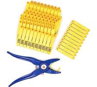 MOGOULUA Ear Tag Pliers with 100pcs Ear Tags for Universal Livestock Applicator Sheep Tagger Puncher Farm Animal Tag Plier Tool for Goat Cattle Cow Pig Horse Ear Tags Installation