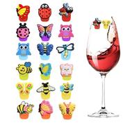 MogPnaMau Cup Markers for Drinks 18 PCS,Drink Markers Wine Glass Charms Markers Drink Markers Wines Glass Charm Rings for Bar Party Martinis Cocktail Champagne Stem Glasses