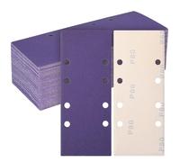 MOGRQAP 45 PCS Sanding Sheets 93 x 230mm, 80 Grit Sandpaper with 8 Holes | Ceramics Sand Paper Hook and Loop Rectangular Sanding Pads for Bosch Sander Wood Metal Polishing and Rust Removal
