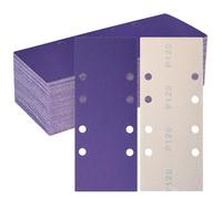 MOGRQAP 50 PCS Sanding Sheets 93 x 230mm, 120 Grit Sandpaper with 8 Holes | Ceramics Sand Paper Hook and Loop Rectangular Sanding Pads for Bosch Sander Wood Metal Polishing and Rust Removal