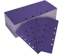 MOGRQAP 50 PCS Sandpaper 93 x 230mm, 60/80/120/240/400 Grit - 8 Holes | Ceramics Sanding Sheets Hook and Loop Rectangular Sanding Pads for Bosch Sander Wood Metal Polishing and Rust Removal