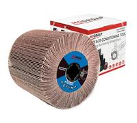 MOGRQAP Polishing Drum, 80 Grit Abrasive Flap Brush Drum Burnishing Polishing Tools Wheels for Grinder Satin Machine Sanding Metal Wood Surface Polishing 120 x 100mm