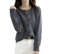 MOGSA Cardigan Sweaters Women Cardigans Sweater O-Neck Spring Autumn Knitted Cashmere Cardigans Single Breasted Womens Sweaters-Dark Grey,Xxl (67-75) Kg