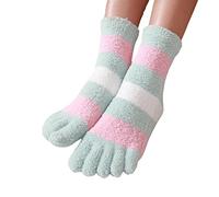 MOGSA Toe Socks 3Pc Winter Womens Thick Five Finger Socks Fluffy Toe Socks Soft Cozy Hosiery-Green