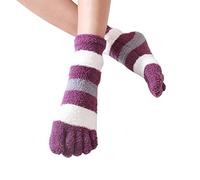 MOGSA Toe Socks 3Pc Winter Womens Thick Five Finger Socks Fluffy Toe Socks Soft Cozy Hosiery-Purple