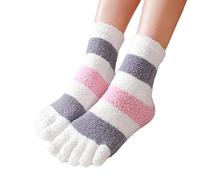 MOGSA Toe Socks 3Pc Winter Womens Thick Five Finger Socks Fluffy Toe Socks Soft Cozy Hosiery-White