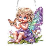 MOGTAA Angel Diamond Art Hanging Ornaments with Chain, 5D Special Shaped Diamond Painting Kits for Adults Beginners, Butterfly Crystal Diamond Painting Gem Art for Home Decor Gifts