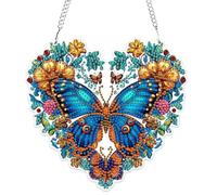 MOGTAA Butterfly Diamond Art Hanging Ornaments with Chain, 5D Special Shaped Diamond Painting Kits for Adults Beginners, Crystal Rhinestones Flowers Diamond Painting Gem Art for Home Decor Gifts
