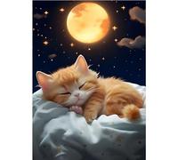 MOGTAA Cat Diamond Painting for Adults, Starry Night 5D Diamond Art Painting Kits for Beginners, DIY Full Drill Diamond Dots Kits Moon Art Craft for Home Decor 30x40cm