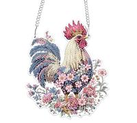 MOGTAA Chicken Diamond Art Hanging Ornaments with Chain, 5D Special Shaped Diamond Painting Kits for Adults Beginners, Crystal Rhinestones Diamond Painting Gem Art for Home Decor Gifts
