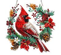 MOGTAA Christmas Cardinal Diamond Art Hanging Kits for Adults Kids, 5D Special Shape Diamond Painting Christmas Landscape Pendant Kits, Crystal Rhinestones Winter Crystal Art Painting for Home Decor