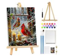 MOGTAA Christmas Cardinal Paint by Numbers for Adults Beginner with Frame, Winter Painting by Numbers for Adults with Easel, DIY Candle Oil Painting Kits Art Crafts for Home Decor, 8x12in