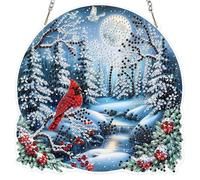 MOGTAA Christmas Diamond Art Hanging Kits for Adults Kids, 5D Special Shape Diamond Painting Christmas Cardinal Pendant Kits, Crystal Rhinestones Winter Crystal Art Painting for Home Decor Gifts