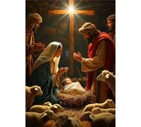 MOGTAA Christmas Diamond Art Painting Kits for Adults, Jesus DIY 5D Diamond Painting Kits for Adults Beginners, Full Drill Diamond Dots Crystal Art Kits for Home Decor Gifts 30x40cm