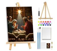 MOGTAA Christmas Paint by Numbers for Adults Beginner with Frame, Jesus Painting by Numbers for Adults with Easel, DIY Oil Painting Kits Art Crafts for Home Decor, 8x12in