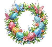 MOGTAA Easter Eggs Diamond Art Hanging Kits for Adults Kids, 5D Special Shape Diamond Painting Butterfly Pendant Kits, Crystal Rhinestones Flowers Crystal Art Painting for Home Decor Gifts