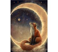 MOGTAA Fox Diamond Painting for Adults, Starry Night 5D Diamond Art Painting Kits for Beginners, DIY Full Drill Diamond Dots Kits Moon Art Craft for Home Decor 30x40cm