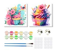 MOGTAA Framed Paint by Numbers for Adults Children Beginners, 2 Pack Cake Paint by Numbers for Adults, Kids' Painting by Numbers, Butterfly DIY Oil Painting Kits for Home Decor (8x8inch)