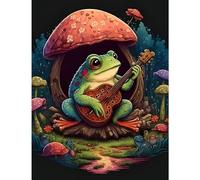 MOGTAA Frog Plays Guitar Painting Kits for Adults, Mushroom House 5D Diamond Painting, Diamond Arts for Beginners, DIY Full Drill Diamond Arts and Crafts Painting for Home Decor 30x40cm