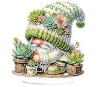 MOGTAA Gnomes Diamond Art Desktop Ornaments, 5D Special Shaped Succulents Diamond Painting Kits for Adults Beginners, Crystal Diamond Painting Gem Art Kits for Home Office Table Decor Gift