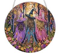 MOGTAA Halloween Diamond Art Hanging Kits for Adults Kids, 5D Special Shape Witch Diamond Painting Pendant Kits, Crystal Rhinestones Landscape Gem Arts Crafts Kit for Home Wall Decor Gifts